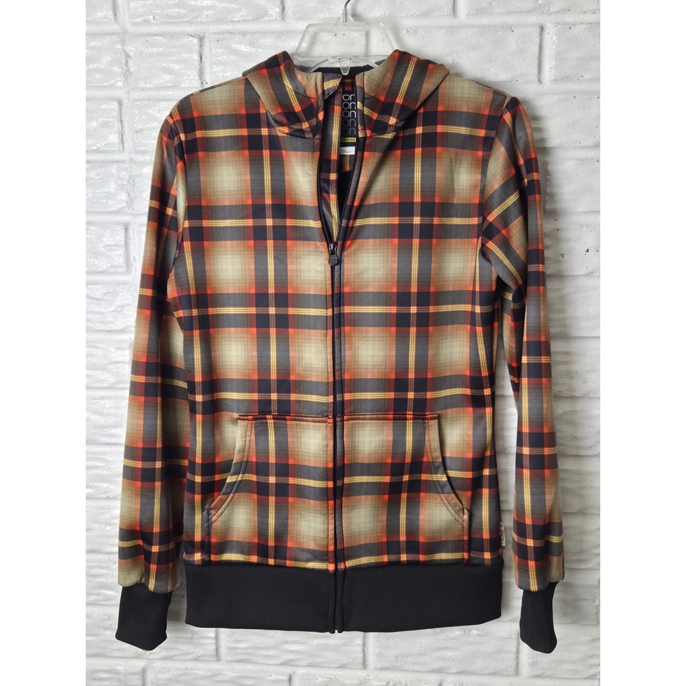BURTON Women's size Small DryRide Scoop Hoodie Full zip Plaid Fleece lined